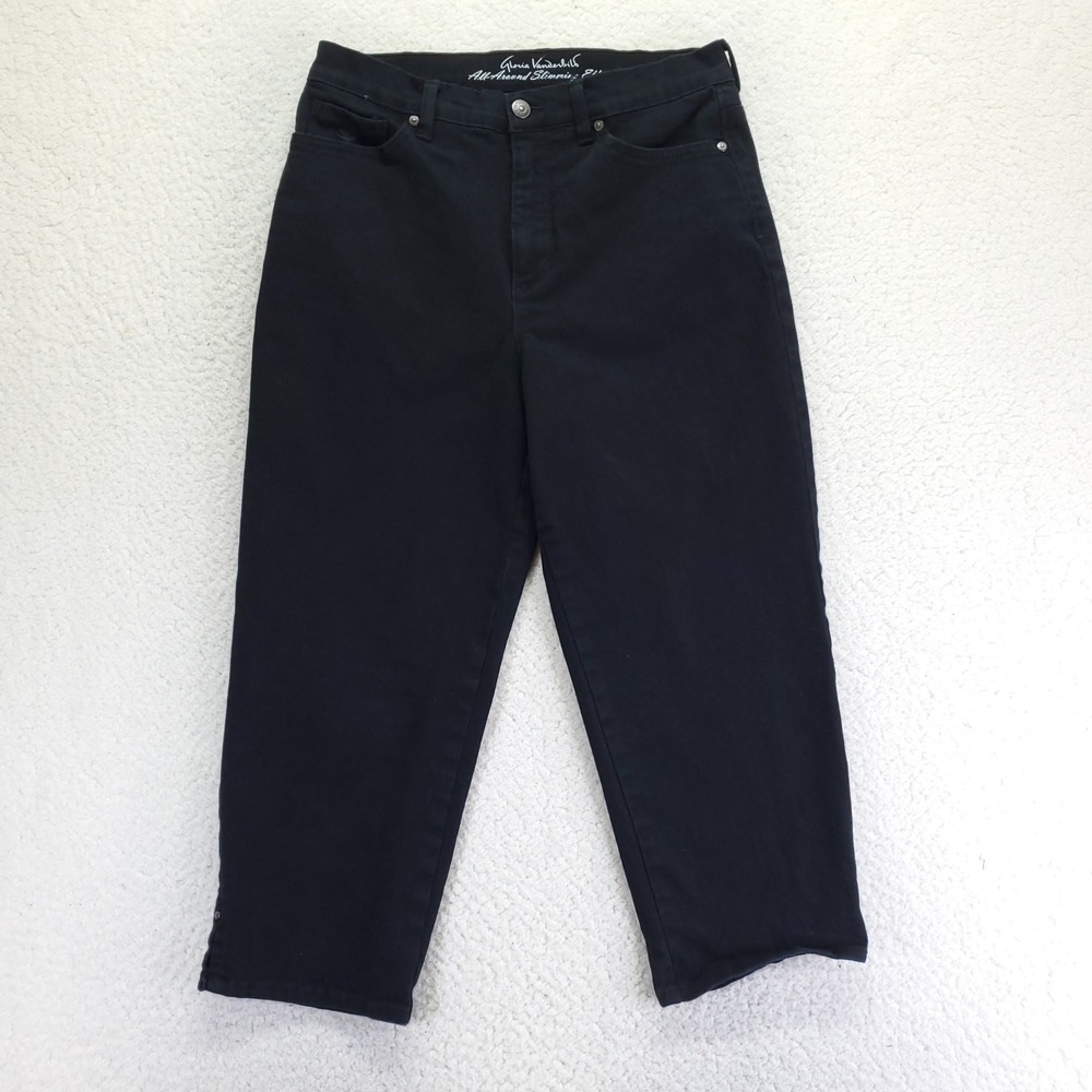 Gloria Vanderbilt Amanda Black Slimming Capri Pants Womens 6 High Rise Cropped